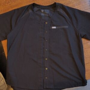 FIGS Black Button-Up scrub Shirt
